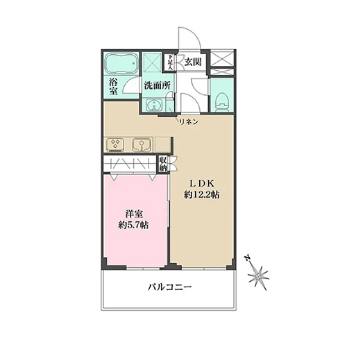 ACPレジデンス文京春日(1LDK（Dタイプ）：41.70㎡)の間取り画像