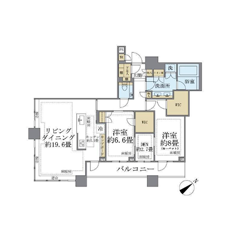 ブリリアタワーズ目黒(2LDK：103.55㎡)の間取り画像