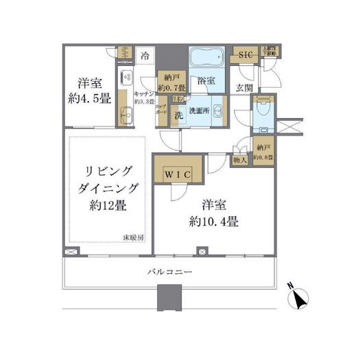 ブリリアタワーズ目黒(2LDK：72.11㎡)の間取り画像