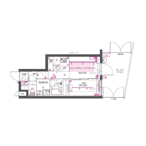 ZOOM西早稲田(1LDK[Kgタイプ]：30.800㎡)の間取り画像